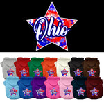 Pet Dog & Cat Screen Printed Hoodie for Small to Medium Pets (Sizes XS-XL), "Ohio Patriotic Tie Dye"