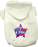 Pet Dog & Cat Screen Printed Hoodie for Medium to Large Pets (Sizes 2XL-6XL), "Ohio Patriotic Tie Dye"