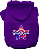 Pet Dog & Cat Screen Printed Hoodie for Medium to Large Pets (Sizes 2XL-6XL), "Rhode Island Patriotic Tie Dye"