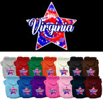 Pet Dog & Cat Screen Printed Hoodie for Medium to Large Pets (Sizes 2XL-6XL), "Virginia Patriotic Tie Dye"