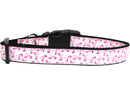 Pet Dog & Cat Nylon Collar or Leash, "Pink Ribbons On White"