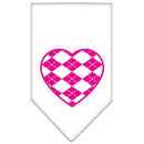 Pet and Dog Bandana Screen Printed, "Pink Argyle Heart"