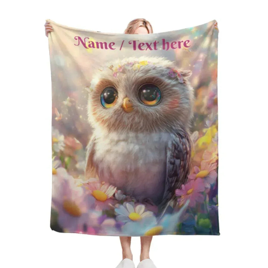Personalized Baby Owl Fleece Bird Blanket: Magical Nature Gift