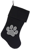 Velvet Christmas Stocking Screen Printed, "Chevron Paw"