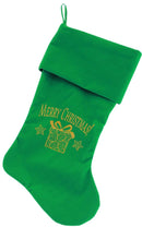 Velvet Christmas Stocking Screen Printed, "Golden Christmas Present"