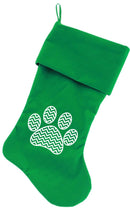 Velvet Christmas Stocking Screen Printed, "Chevron Paw"