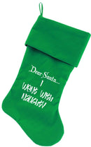 Velvet Christmas Stocking Screen Printed, "Dear Santa, I Went With Naughty"