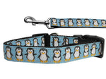 Christmas Pet Dog & Cat Nylon Collar or Leash, "Penguins"