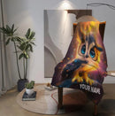 Personalized Cosmic Owl Blanket - Mystical Spirit Animal Throw, Custom Name Gift