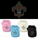 Christmas Pet Dog & Cat Hoodie Rhinestone, "Holiday Fleur De Lis"