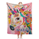 Personalized Unicorn Blanket with Name - Dreamy Soft Fleece Throw for Kids and Adults