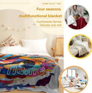 Personalized Dragon Blanket | Custom Name | Folk Art Lunar Dragon Coiling Colorful Paint Splash Cream Background Flannel Fleece Throw Gift