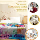 Personalized White Bunny Blanket: Rainbow Patchwork Microfiber Throw, Rabbit, Super Soft Name Gift