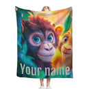 Personalized Monkey Jungle Animal Blanket: Soft Fleece Safari Ape Throw, Super Soft Name Gift