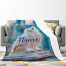 Personalized Wizard Owl Blanket – Magical Flannel Fleece Throw, Name Gift
