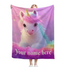 Personalized Unicorn Blanket: Pink T21 Awareness Fleece Throw