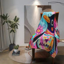 Personalized Penguin Blanket | Custom Name | Colorful Arctic Animal 310gsm Fleece Throw Gift