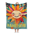 Personalized Sunny Sunshine Sunflower Blanket: Custom Name Gift, Flannel Fleece Throw