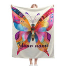 Personalized Butterfly Blanket: Vibrant Flannel Fleece Throw, Colourful Custom Name Gift