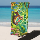 Personalized Jungle Tiger Beach Towel: Custom Name Microfiber Swimming Pool Towel