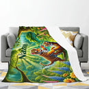 Personalized Tiger Blanket | Custom Name | Baby Tiger Cubs Enchanted Forest Jungle Fleece Throw Gift