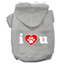 Pet Dog & Cat Hoodie Screen Printed, "I Love U"