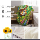 Personalized Tiger Blanket | Custom Name | Baby Tiger Cubs Enchanted Forest Jungle Fleece Throw Gift