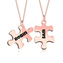 Personalized Puzzle Piece Necklace Set | Custom Name Matching Gift