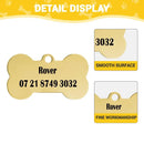 Engraved Pet ID Tag - Personalized Bone Shape Dog Cat Name Tag Gold Silver