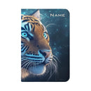 Personalized Tiger Passport Holder | Custom Name | Realistic Tiger Glowing Teal Eyes Starry Cosmic PU Leather Travel Cover Gift