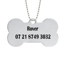 Engraved Pet ID Tag - Personalized Bone Shape Dog Cat Name Tag Gold Silver
