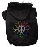 Pet, Dog & Cat Hoodie Rhinestone, "Rainbow Flower Peace Sign"