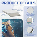Personalized Tiger Passport Holder | Custom Name | Realistic Tiger Glowing Teal Eyes Starry Cosmic PU Leather Travel Cover Gift