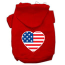 Pet Dog & Cat Hoodie Screen Printed, "American Flag Heart"