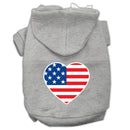 Pet Dog & Cat Hoodie Screen Printed, "American Flag Heart"