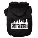 Pet Dog & Cat Hoodie Screen Printed, "San Francisco Skyline"