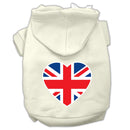 Pet Dog & Cat Hoodie Screen Printed, "British Flag Heart"