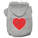 Pet Dog & Cat Hoodie Screen Printed, "Red Swiss Dots Heart"