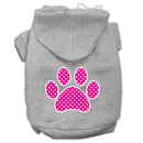 Pet Dog & Cat Hoodie Screen Printed, "Pink Swiss Dots Paw"