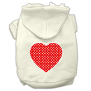 Pet Dog & Cat Hoodie Screen Printed, "Red Swiss Dots Heart"