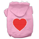 Pet Dog & Cat Hoodie Screen Printed, "Red Swiss Dots Heart"