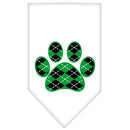 Pet and Dog Bandana Screen Printed,  "Green Argyle Paw"