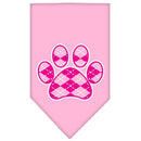 Pet and Dog Bandana Screen Printed,  "Pink Argyle Paw"