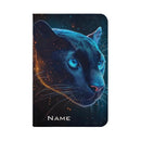 Personalized Panther Passport Holder | Custom Name | Celestial Black Panther Cosmic Sparks PU Leather Travel Cover Gift