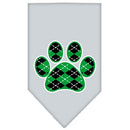 Pet and Dog Bandana Screen Printed,  "Green Argyle Paw"