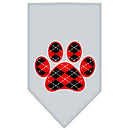 Pet and Dog Bandana Screen Printed, "Red Argyle Paw"