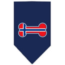 Pet and Dog Bandana Screen Printed, "Bone Shaped Norway Flag"