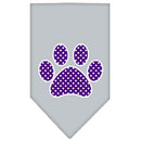 Pet and Dog Bandana Screen Printed, "Purple Swiss Dot Paw"