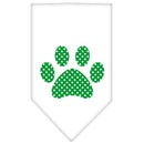 Pet and Dog Bandana Screen Printed, "Green Swiss Dot Paw"