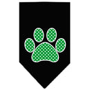 Pet and Dog Bandana Screen Printed, "Green Swiss Dot Paw"